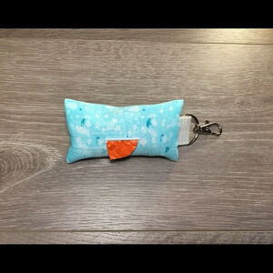 Dog Waste Bag Dispenser Teal & White Print